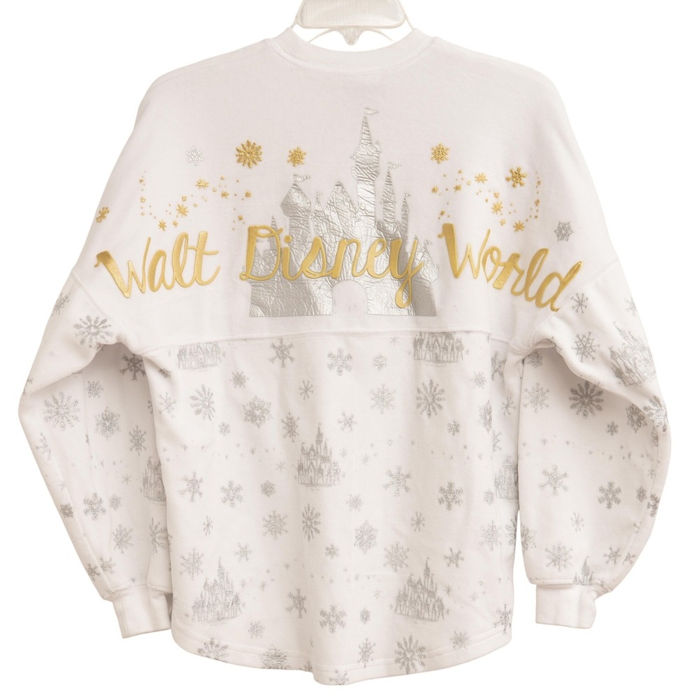 Disney Spirit Jersey Valour White and Gold Snowflake Winter Castle Xmas Holiday